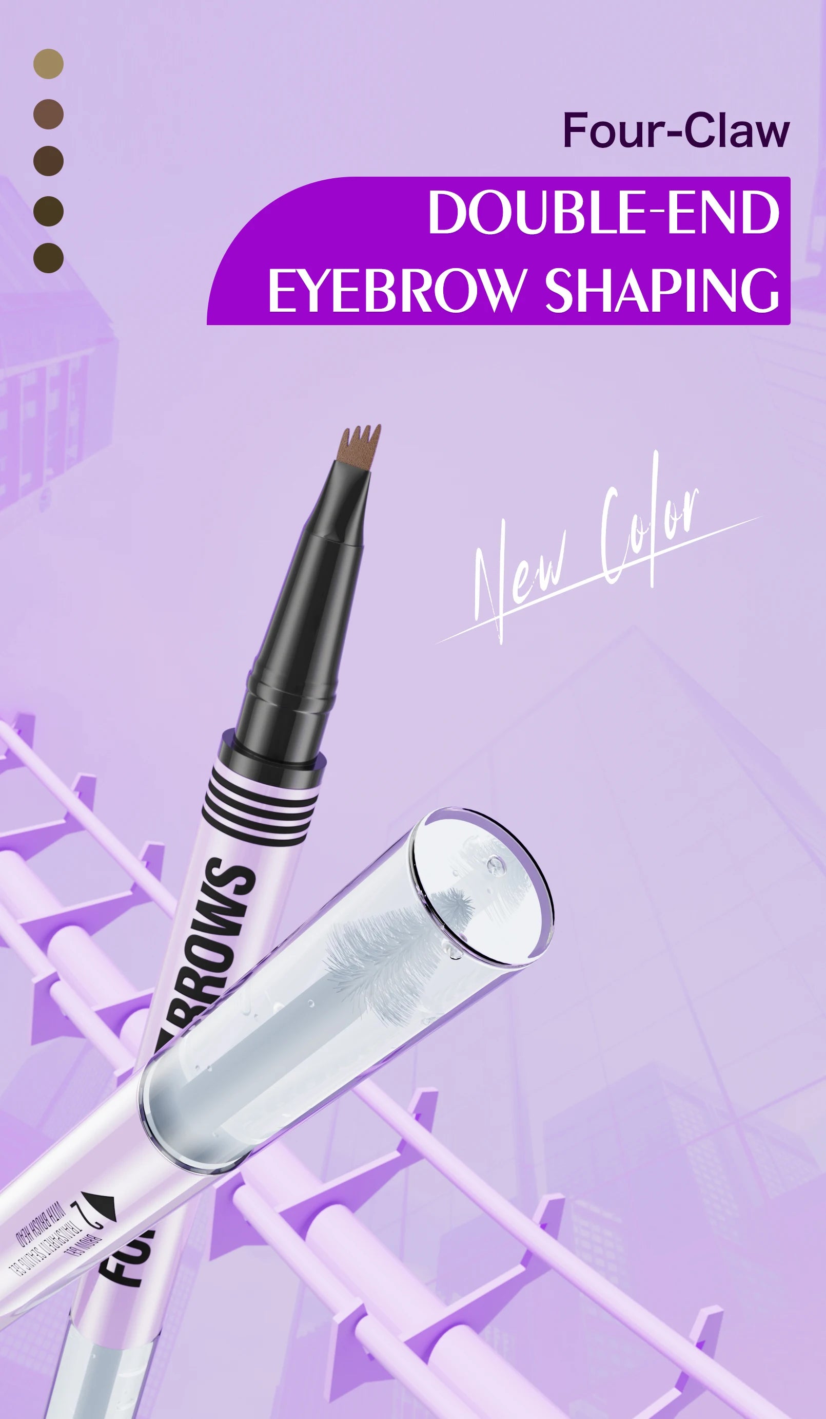 Waterproof Eyebrow Pencil 2in1 Liquid Gel Pen Long Lasting Cream Makeup Kit Four Claw Double End Natural Brow Styler
