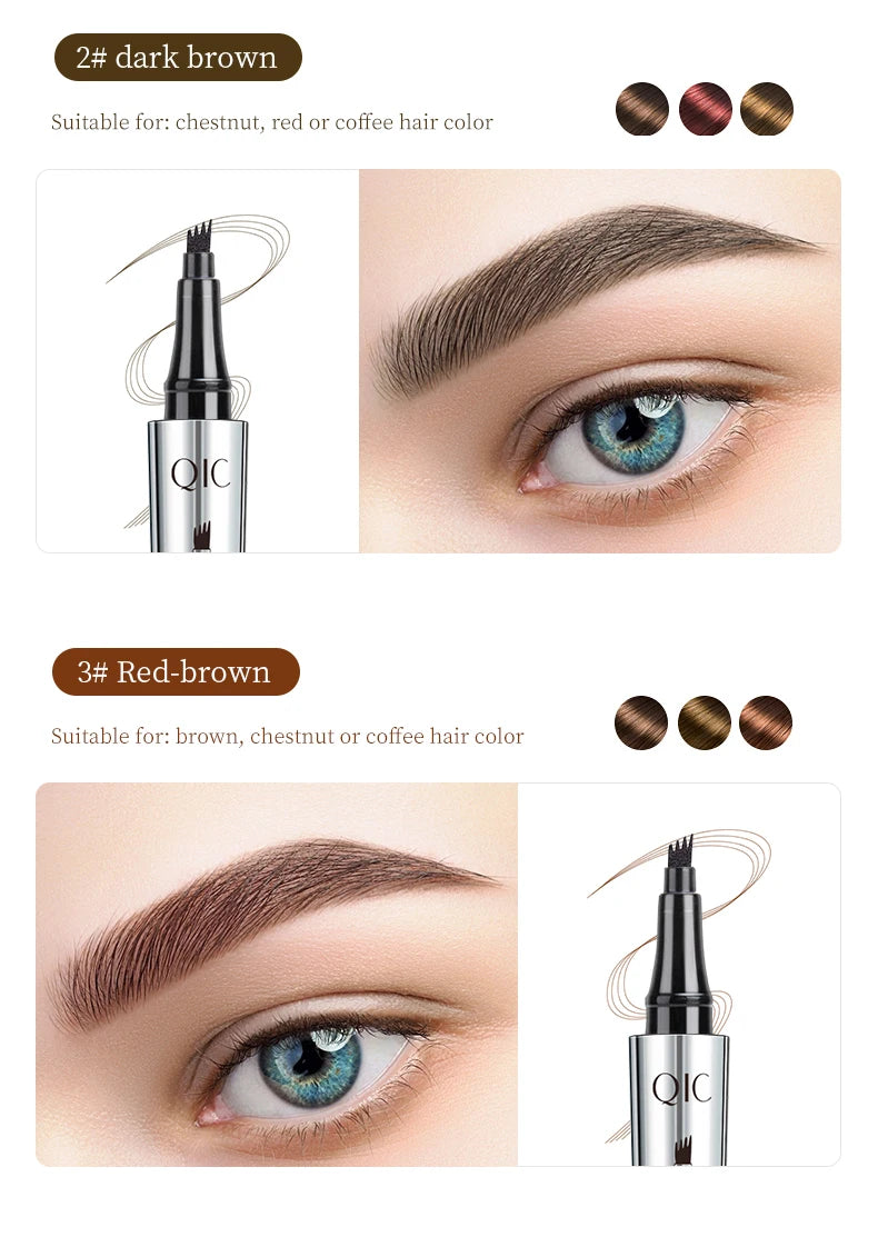 4 Points Eyebrow Pen 5 Colors Liquid Brow Pencil Dark Brown Microblading Eyebrow Pencil Waterproof Eyebrow Tattoo Pen Cosmetics