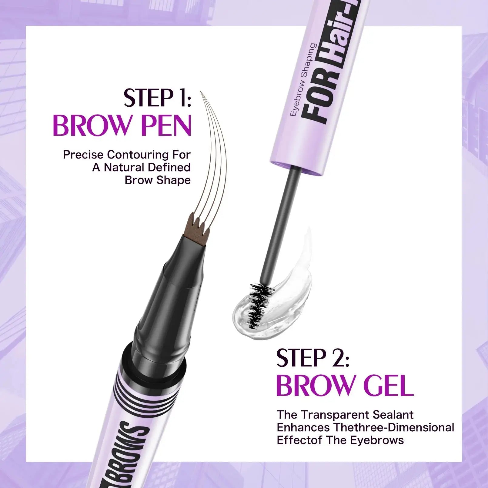Waterproof Eyebrow Pencil 2in1 Liquid Gel Pen Long Lasting Cream Makeup Kit Four Claw Double End Natural Brow Styler