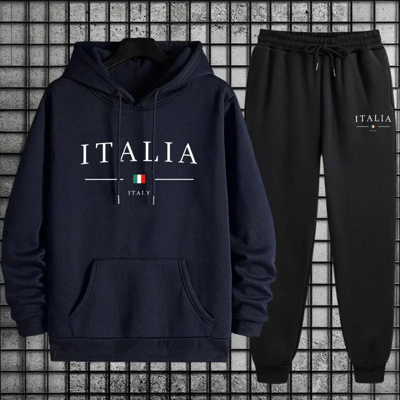 Men's sportswear sets, casual printed sweatshirts, street fashion brands, autumn and winter jogging sportswear