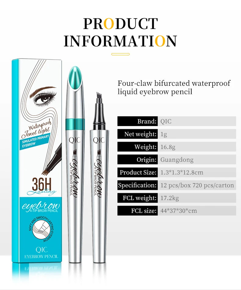 4 Points Eyebrow Pen 5 Colors Liquid Brow Pencil Dark Brown Microblading Eyebrow Pencil Waterproof Eyebrow Tattoo Pen Cosmetics
