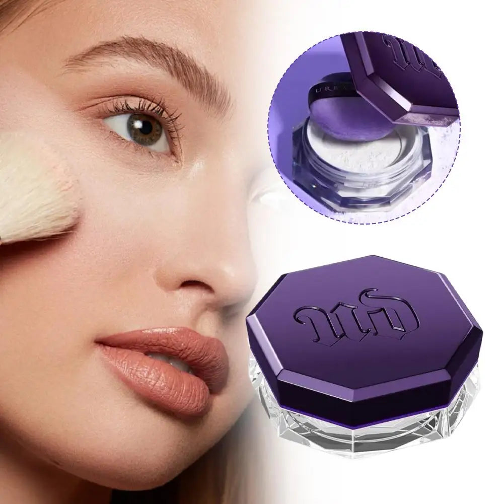 10g Meteorite Fine Setting Powder With Makeup Brush Set - Strong Powder Gripping Soft Cosmetic Brush Loose Powder Face Makeup