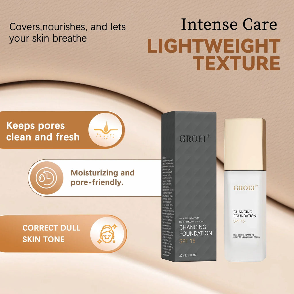 Color Changing Foundation Moisturizer Hydrating Oil-control  Color Longwearing Waterproof Travel Coverage Make Up Foundation