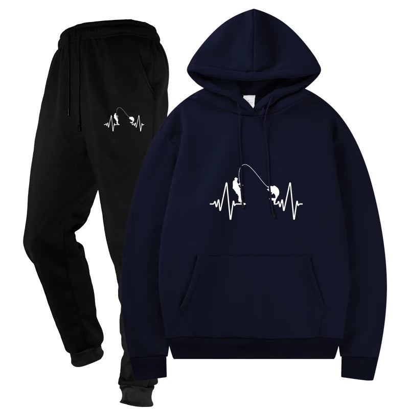 Men's Top and Pants Male Streetwear Casual Two - Piece Tracksuit Sportswear Set Sweat Suit Sporting Suits