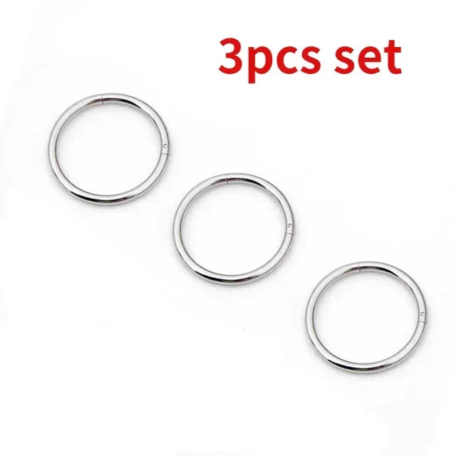 3pcs Nose Rings Hoop Hinged Clicker Segment Nose Rings Ear Cartilage Ring Clip Stainless Steel Ear Nose Body Piercing Jewelry