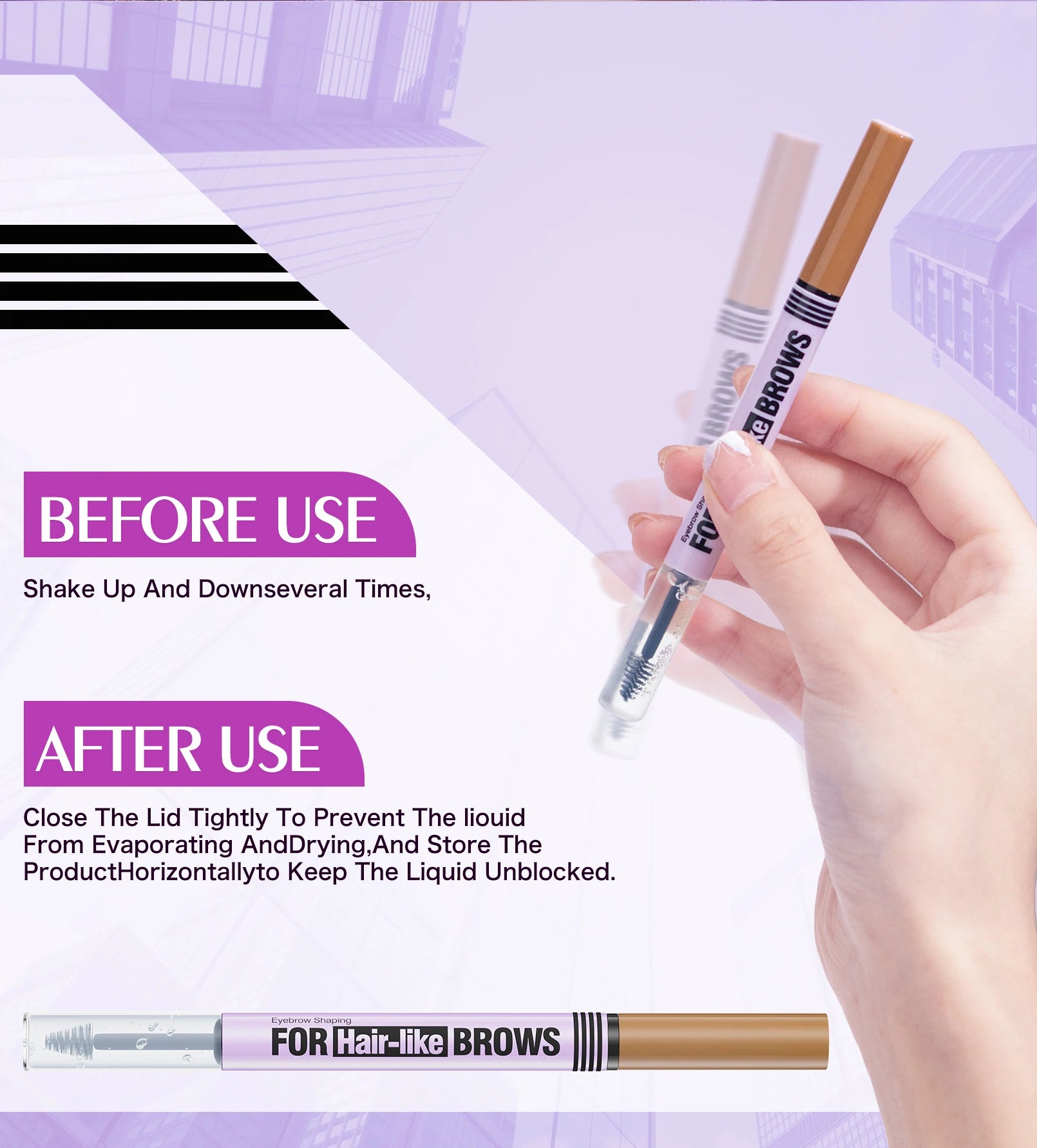 Waterproof Eyebrow Pencil 2in1 Liquid Gel Pen Long Lasting Cream Makeup Kit Four Claw Double End Natural Brow Styler