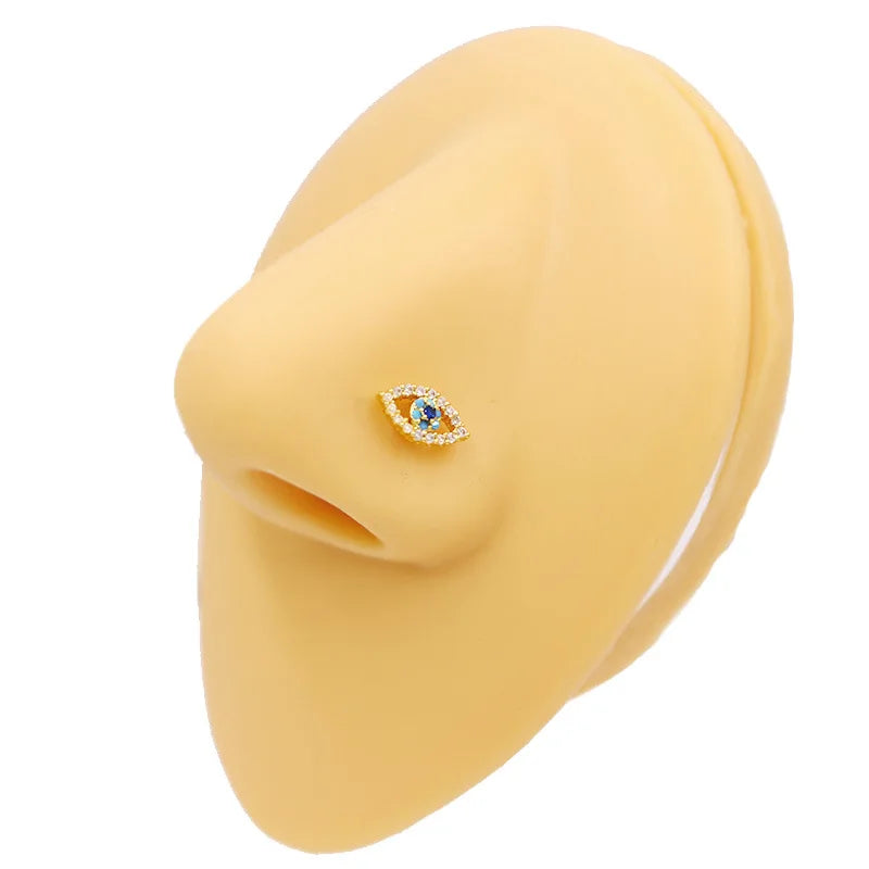 Nose Rings for Women Surgical Steel L Bend Pin CZ Heart Dangle Nose Stud Ring Fashion Body Piercing Jewelry 20G 7mm