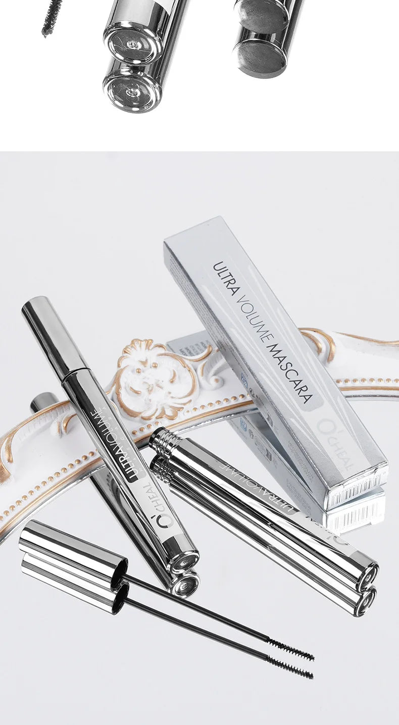 Silver Tube Mascara – Volumizing, Lengthening & Curling Formula, Waterproof & Smudge-Proof with Clump-Free, Flake-Resistant Wear