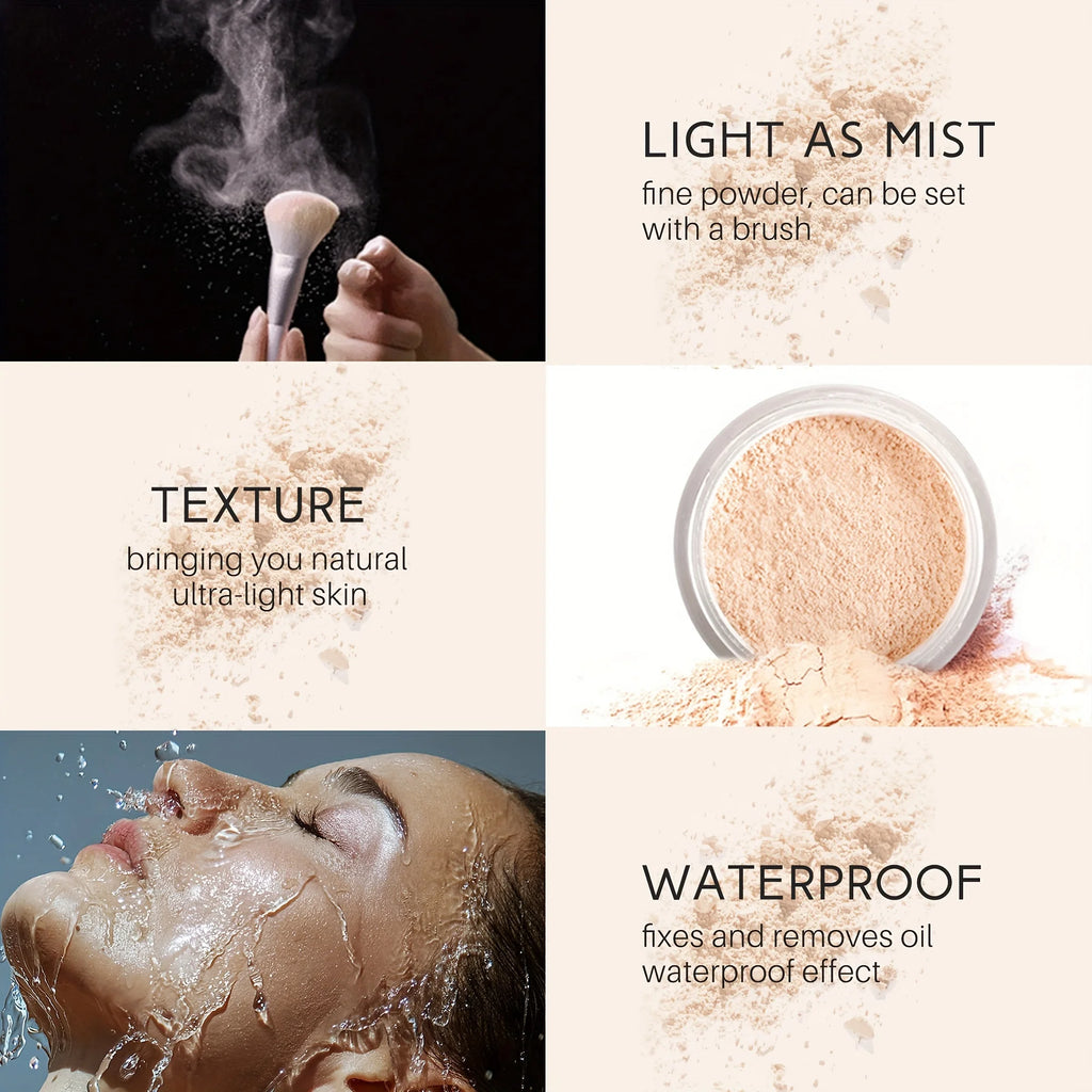 Loose Powder Honey Pearlescent Powder Makeup Setting Powder Matte Finish Oil Control Waterproof Full Coverage Powder Foundation