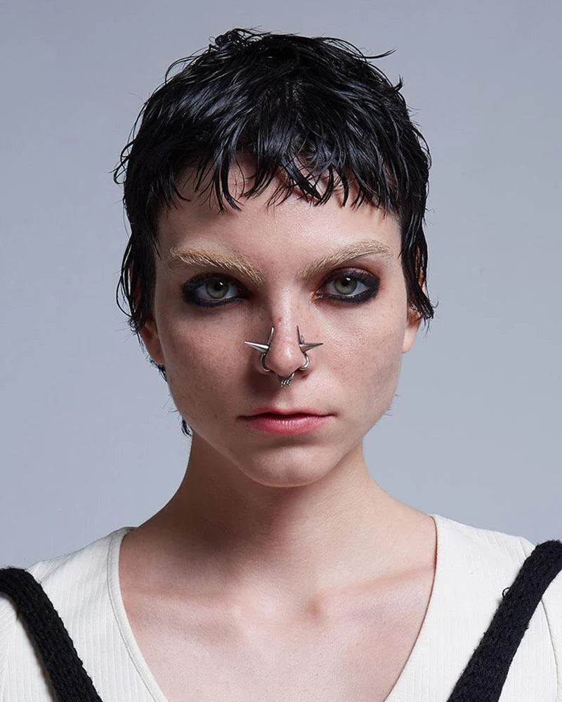 Fake Piercings Nose Hoop Punk Pointed Cone Nose Ring Jewelry Unisex Gothic Nasal Ring Street Rock Design Accessories Gift