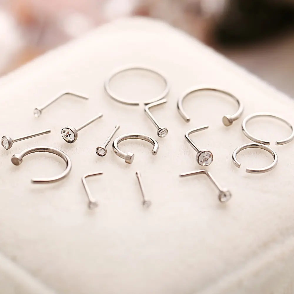 22 Pcs Of Suit Fake Nose Ring Earrings Fashion Punk Non-nose-piercing Septum Women Jewelry