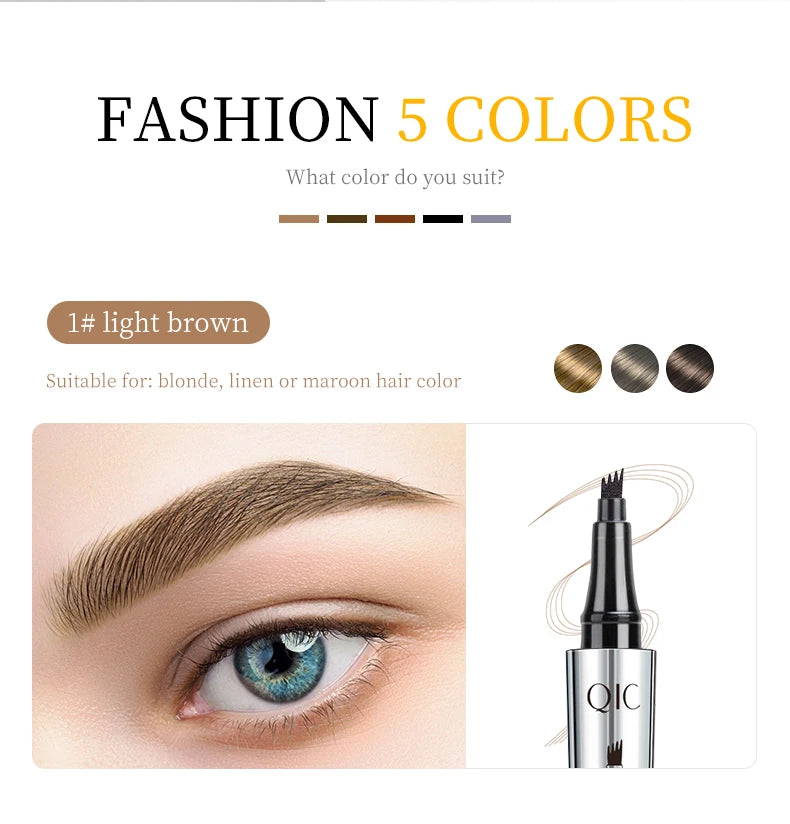 4 Points Eyebrow Pen 5 Colors Liquid Brow Pencil Dark Brown Microblading Eyebrow Pencil Waterproof Eyebrow Tattoo Pen Cosmetics