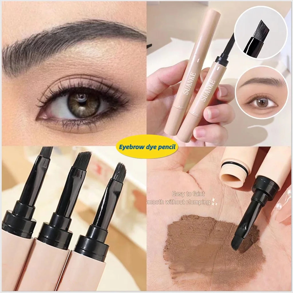 Double-ended eyebrow gel, waterproof, sweat-proof and smudge-proof, eyebrow pencil with brush