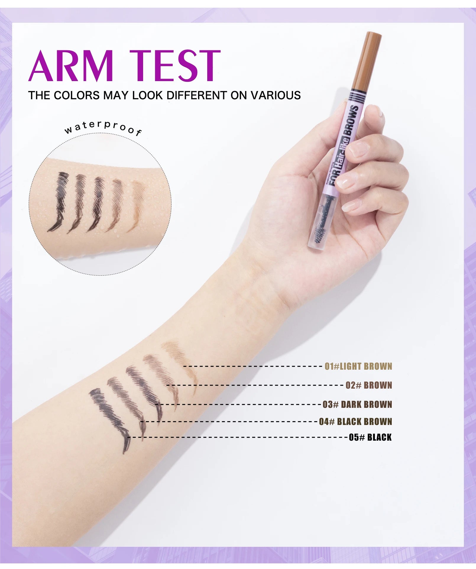 Waterproof Eyebrow Pencil 2in1 Liquid Gel Pen Long Lasting Cream Makeup Kit Four Claw Double End Natural Brow Styler