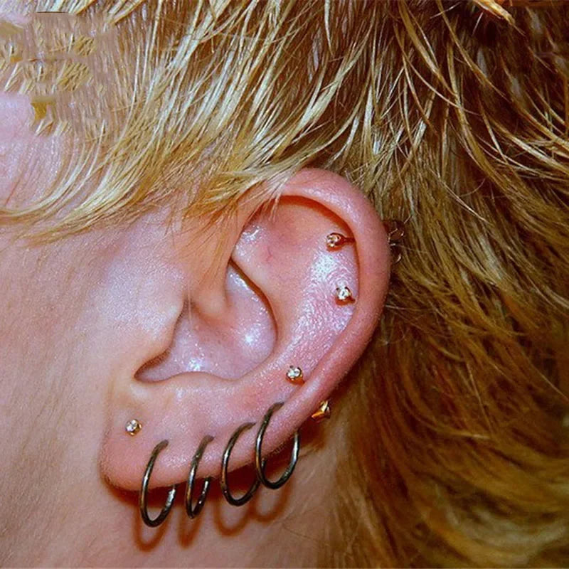 3pcs Nose Rings Hoop Hinged Clicker Segment Nose Rings Ear Cartilage Ring Clip Stainless Steel Ear Nose Body Piercing Jewelry