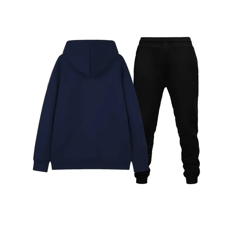 Men's F-Black Pattern Hooded Sweatshirt and Jogging Pants Set - Urban Street Style, Soft, Warm, Comfortable,casual Sports Outfit