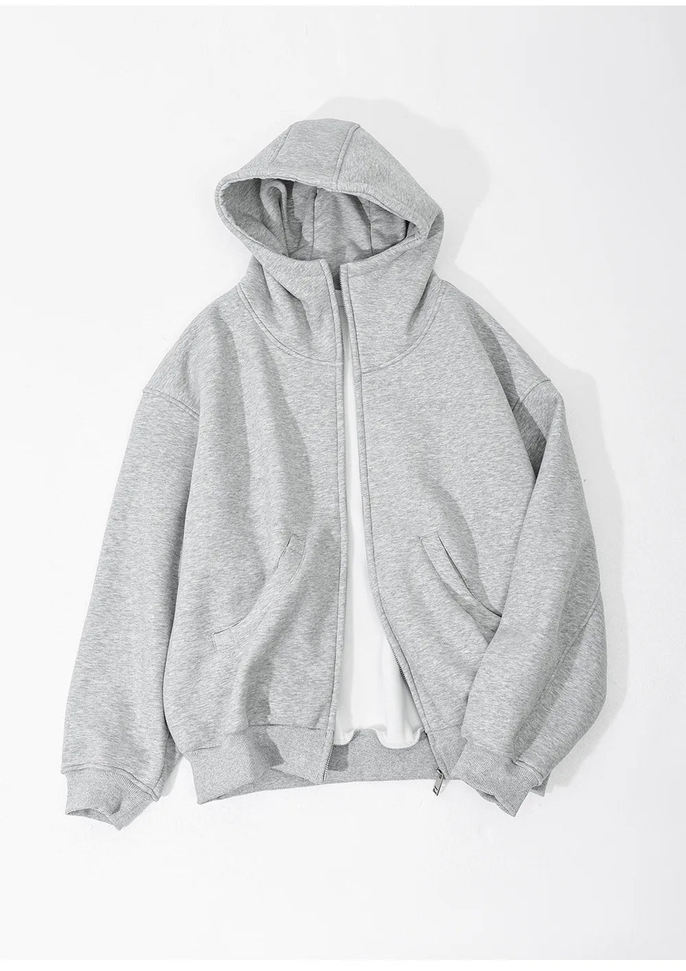 Hoodie  Outerwear  Hooded  Cardigan  Mid Length   Autumn and Winter Thick Loose Hoodie