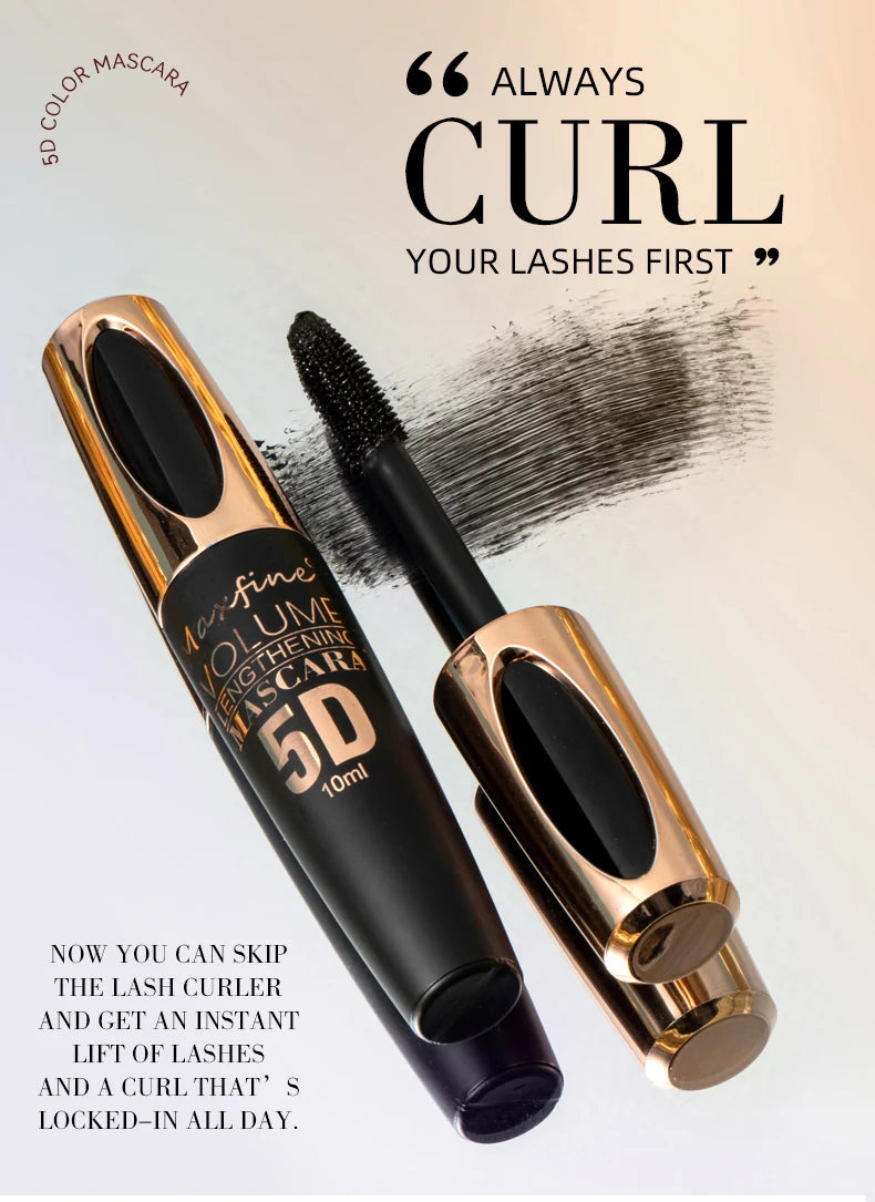 5D Silk Mascara with Big Eyes, Strong and Lasting Black Content and Length, Waterproof and Non-caking, and Prolonged Mascara.