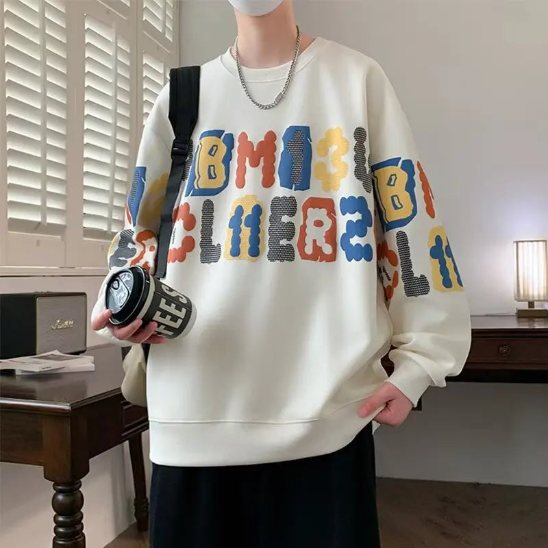 Hoodie men's spring and autumn new style long sleeved T-shirt base American retro men's loose trendy brand top