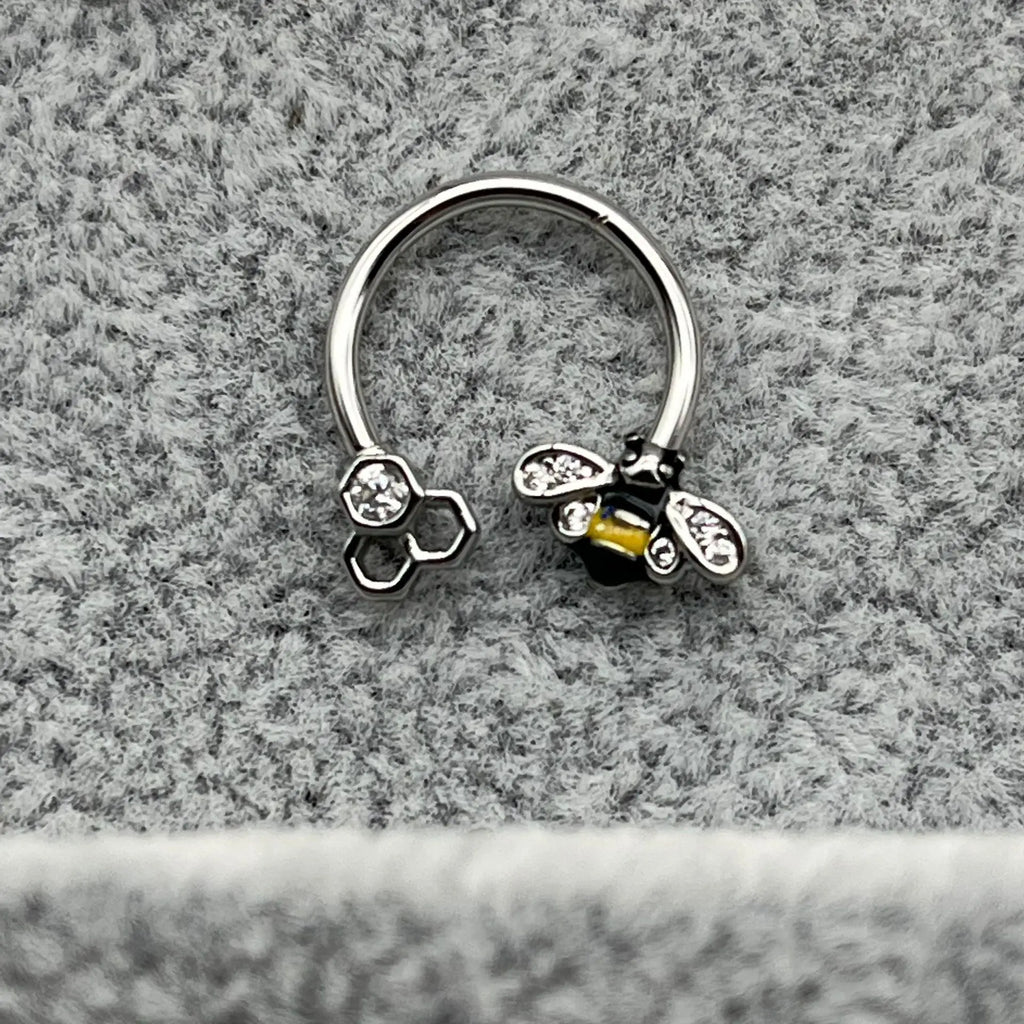 Horseshoe Ring Nose Ring Hinged Segment Septum Piercing Clicker Hoop Ear Cartilage Earrings Helix Silver Color Body Jewelry